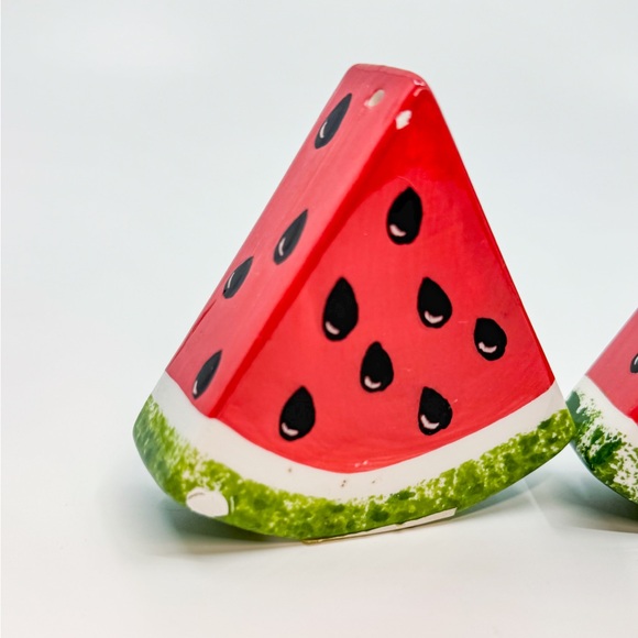 Bright & Cheery Watermelon Hand-Painted Ceramic Salt & Pepper Shaker Set 3" x 3" - Picture 5 of 12